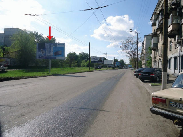 Щит 6x3,  пр.Мануйлівський, навпроти дому №5, в бік Старого моста, з центру
